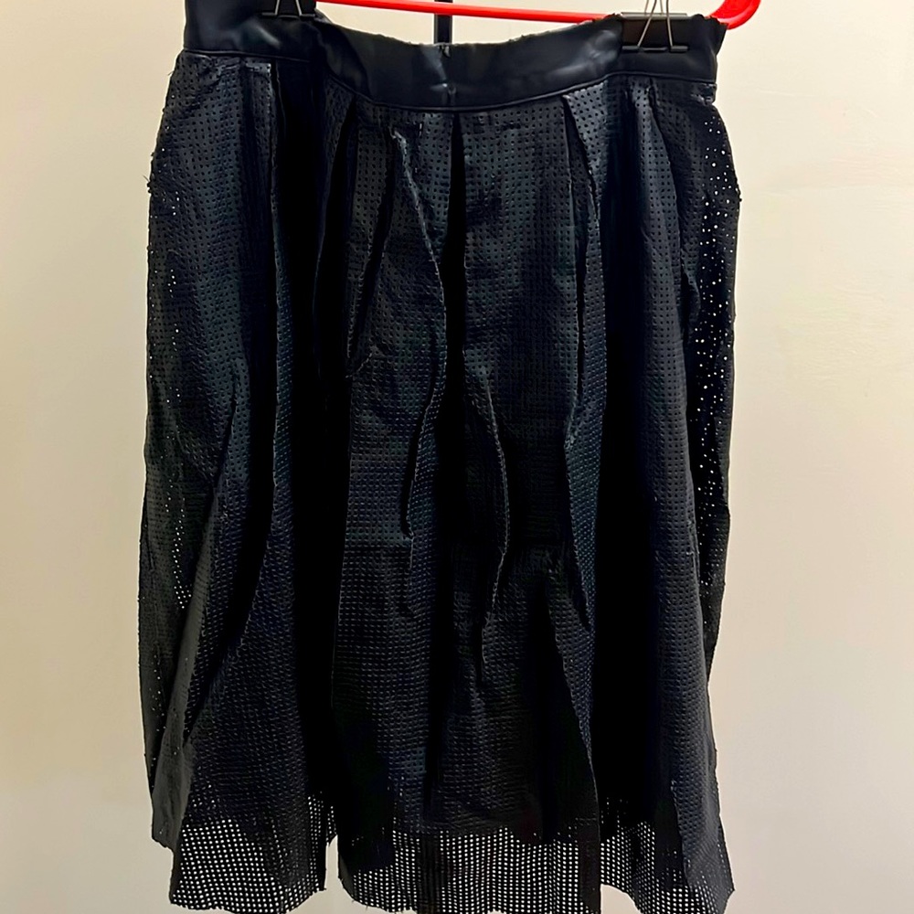Black Pleated Pleather Skirt